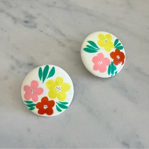 Painted Floral Post Earring - Picture 2 of 4